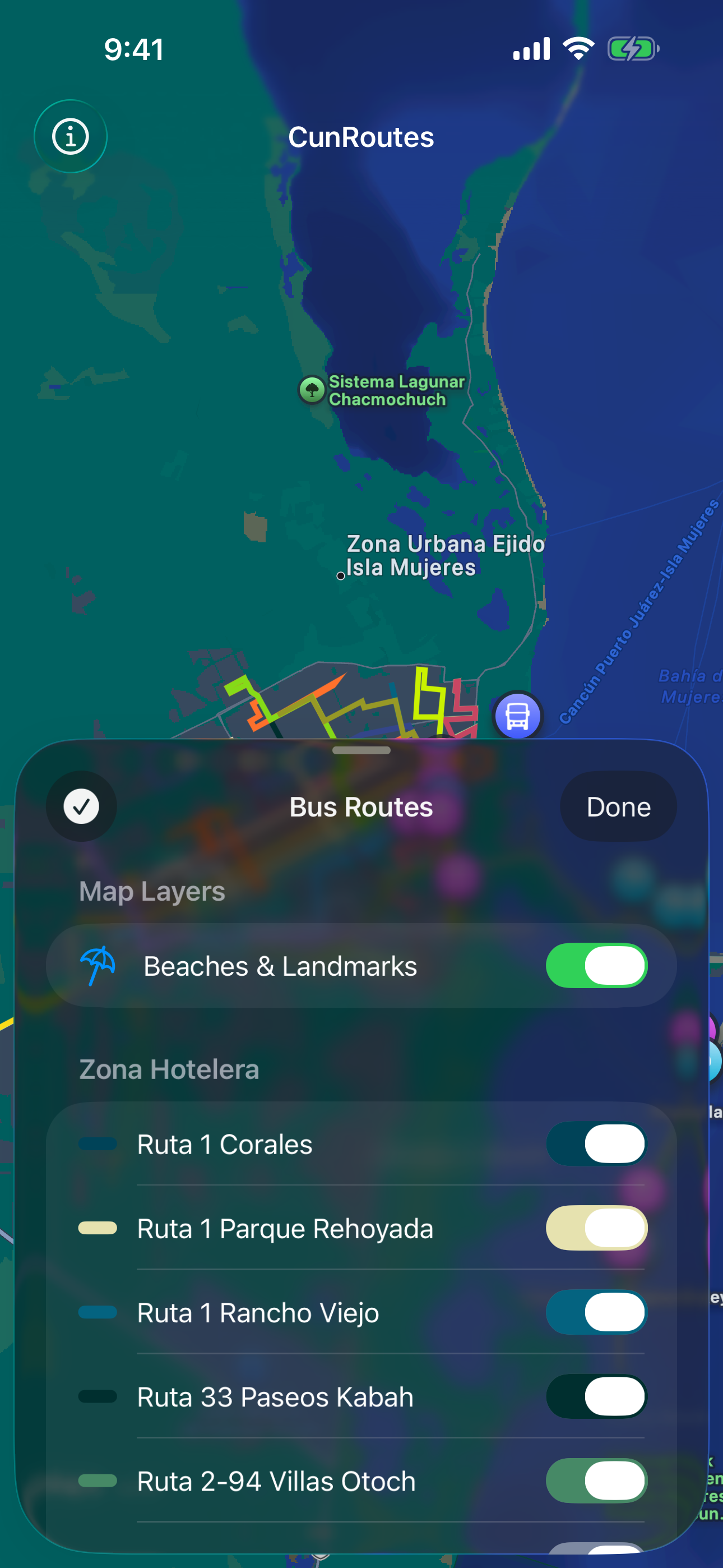 CunRoutes – selector de rutas